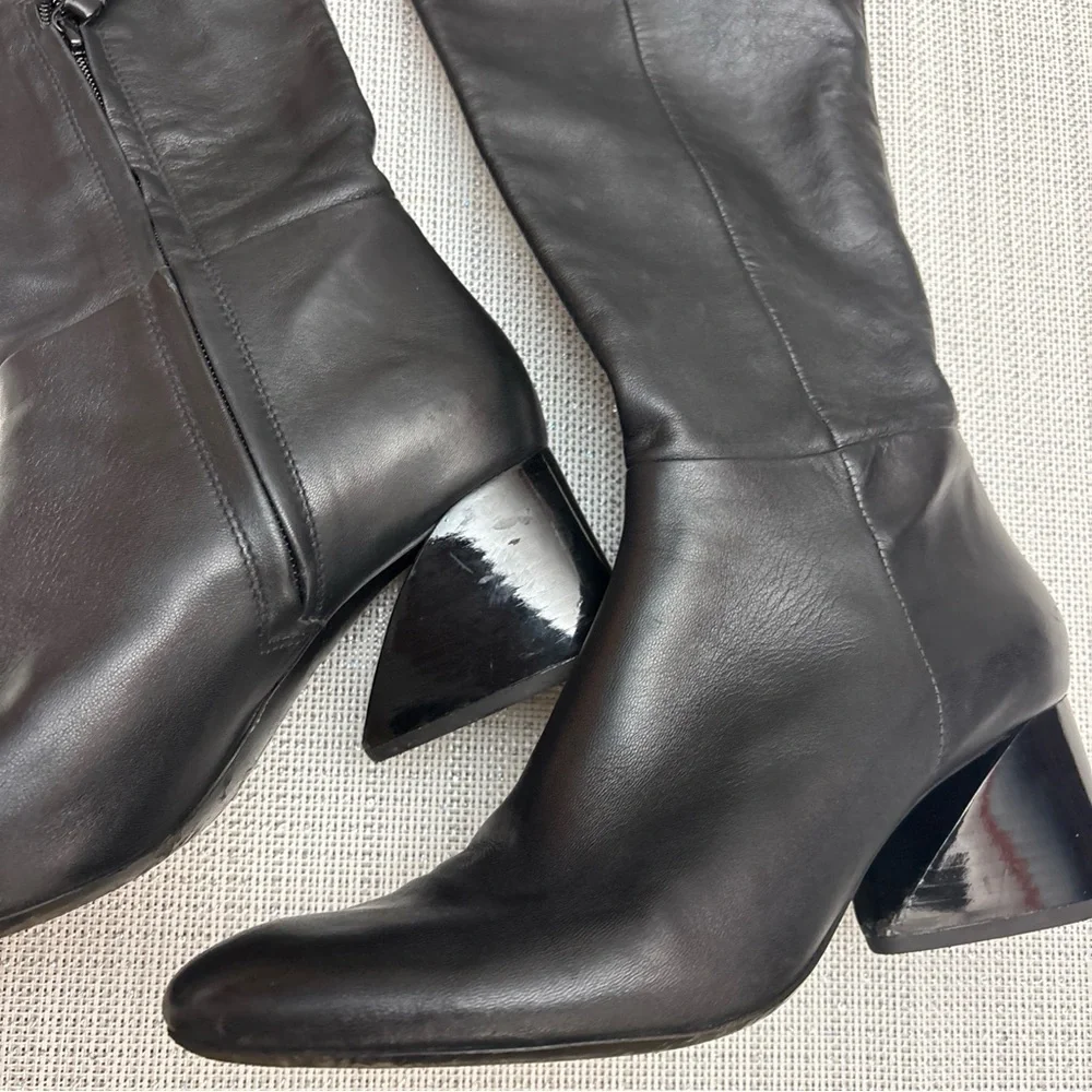 MERCEDES CASTILLO aymelin Black leatherOver the Knee Boots, retail $875 size8/38